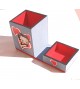 Porta caneta e porta clips decorado em M D F.